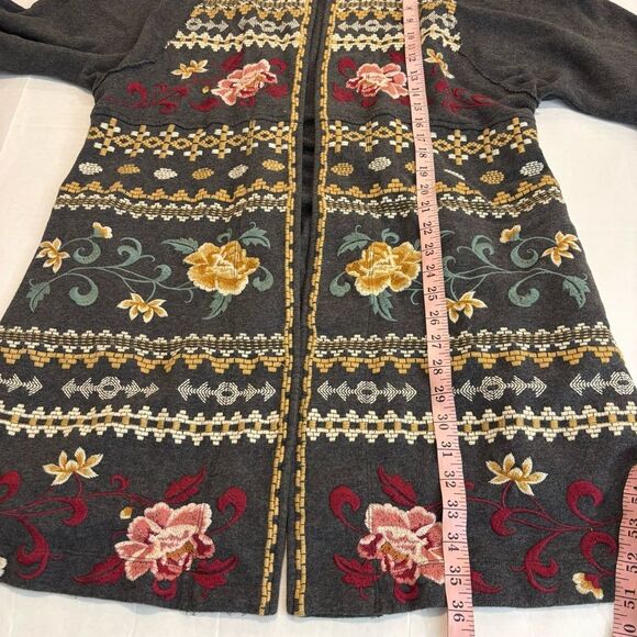 Johnny Was Los Angeles Floral Embroidered open front cardigan Size Medium JWLA - Picture 12 of 12
